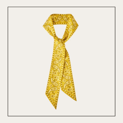 yellow thin paisley scarf