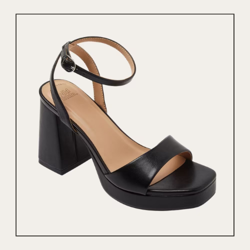 black platform heel with ankle strap