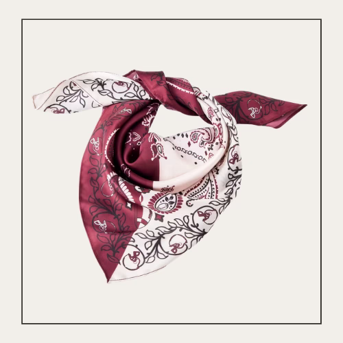 red and white bandana with football symbols